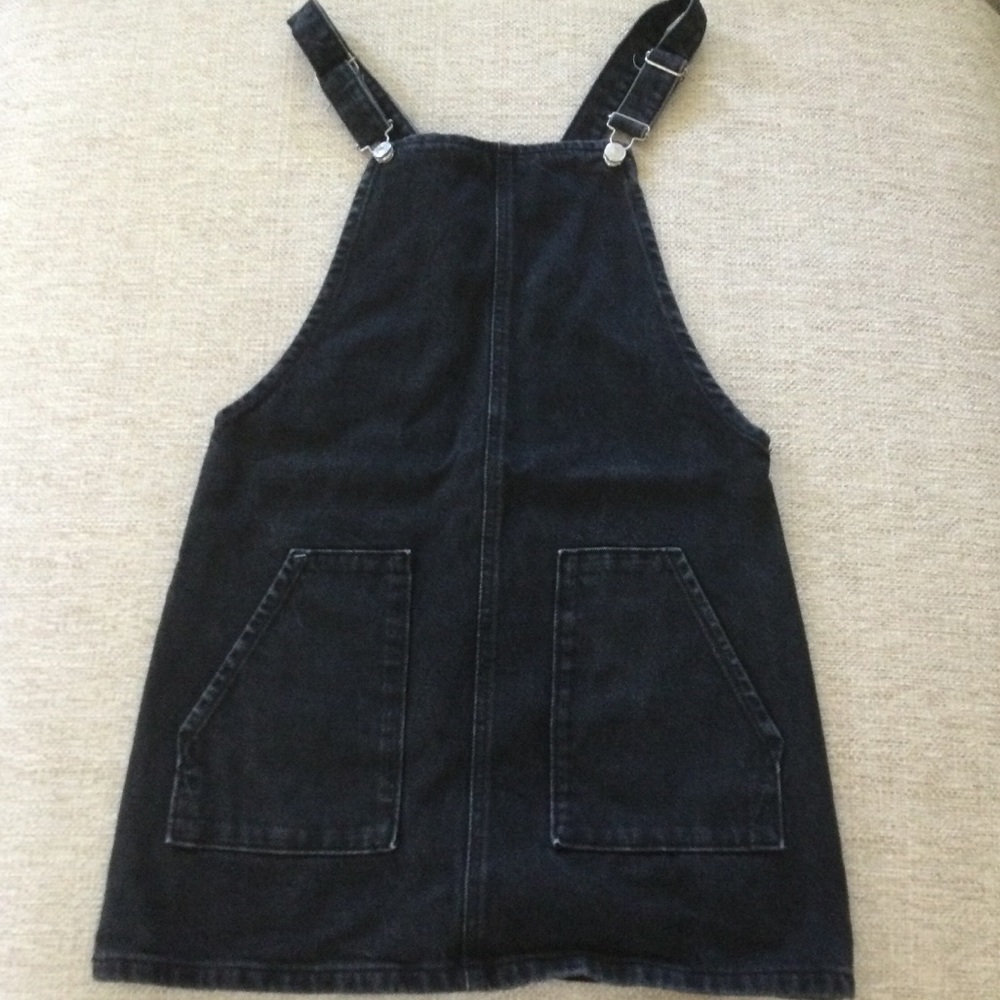 Topshop Moto black denim overall dress jumper women’s size 4